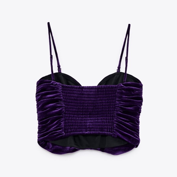 Zara 2 Piece Purple velvet jewel crop top and skirt set Size Large - Picture 4 of 9